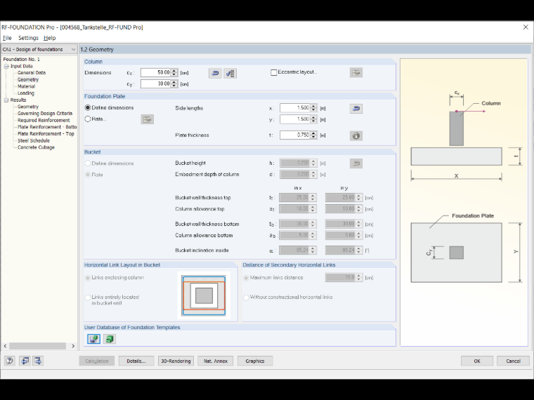 Fenêtre « 1.2 Géométrie » dans RF-/FOUNDATION Pro