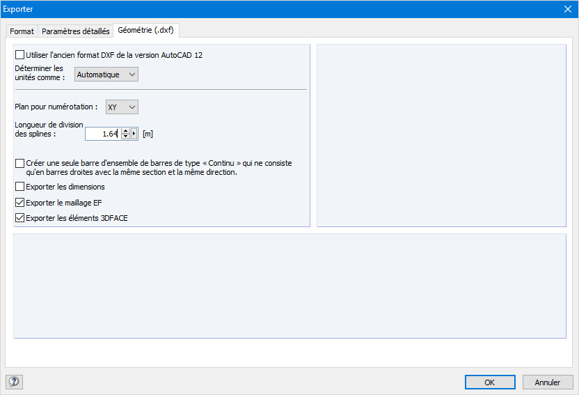 Options d’exportation