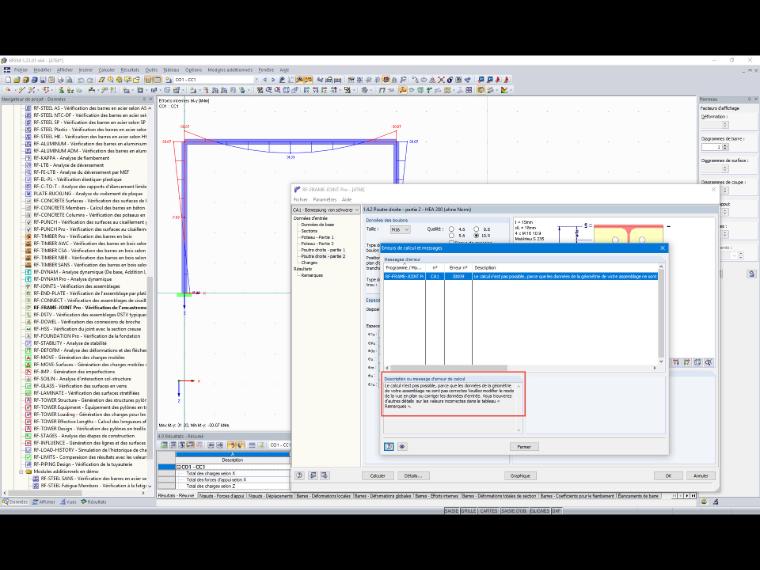message d'erreur