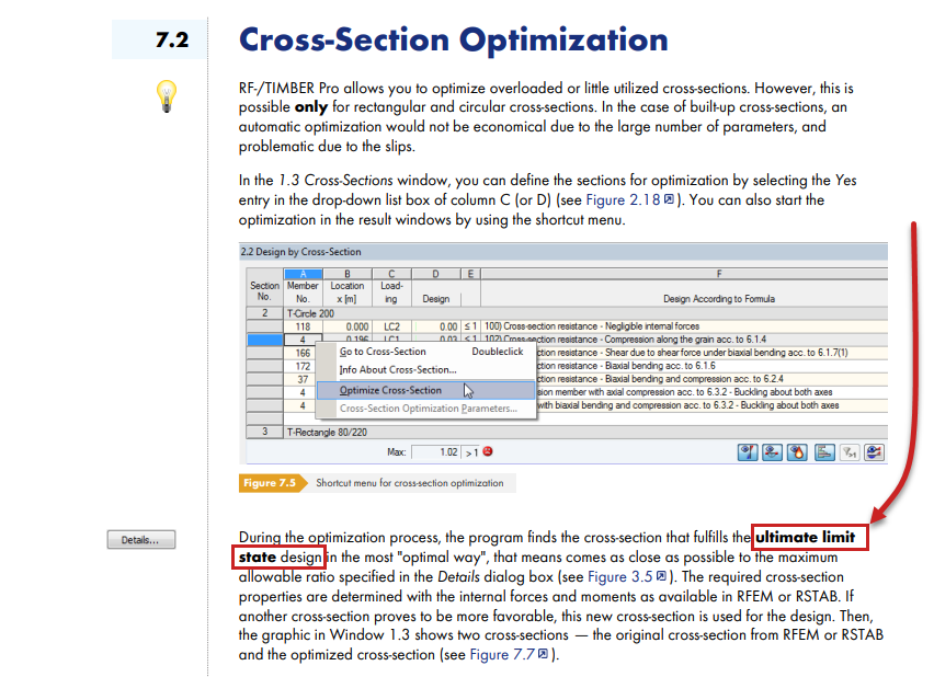 Optimisation de la section