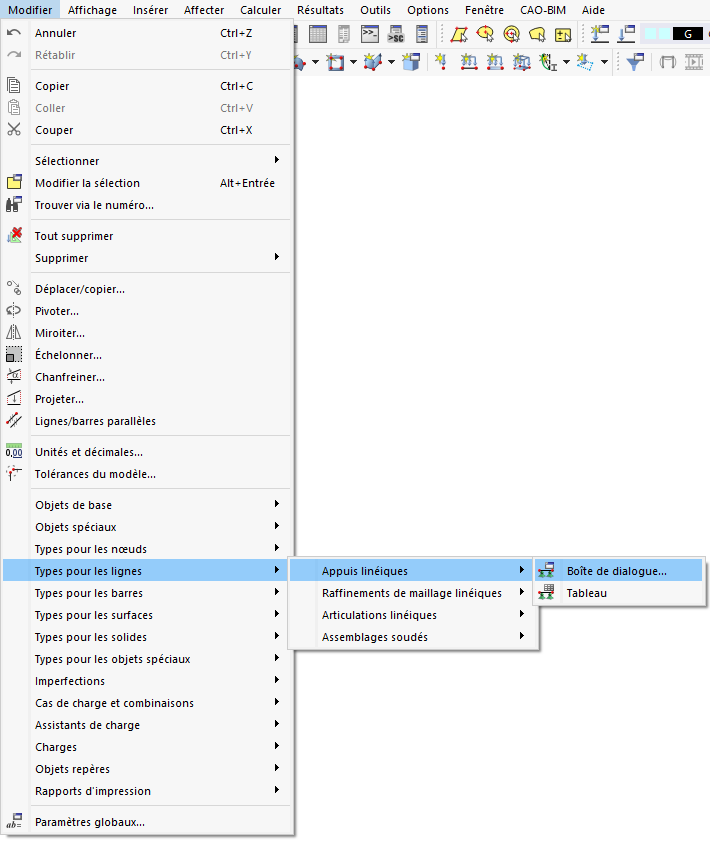 Menu « Modifier »