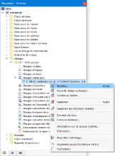 Menu contextuel de la charge de barre