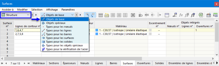 Objets de base et types d’objet de base dans le tableau