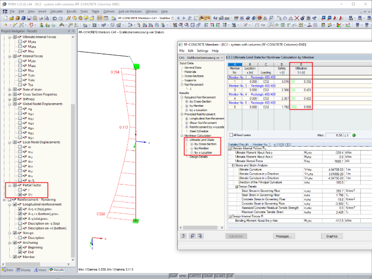 Ratio d’utilisation dans RF-CONCRETE Members