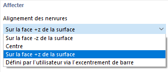 Sélectionner l’alignement des nervures
