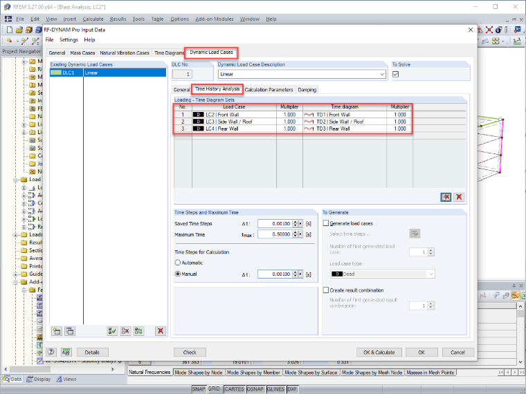 Paramètres du diagramme de temps et de la charge surfacique RFEM dans RF -DYNAM Pro - Forced Vibrations