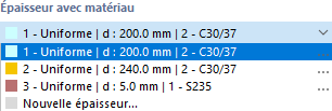 Sélection de l’épaisseur