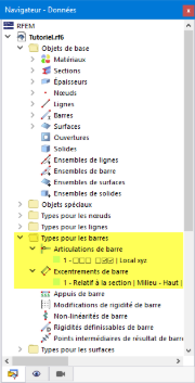 Éléments « Types de barres » dans le navigateur