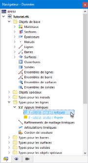 Navigateur avec types d’appuis linéiques prédéfinis
