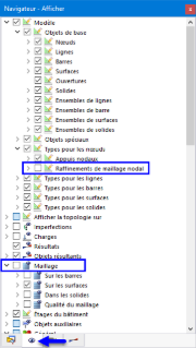 Désactivation des raffinements de maillage nodal et du maillage dans « Navigateur - Afficher »