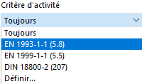 Sélection du critère d’activité