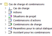 Cas de charge et combinaisons dans le navigateur