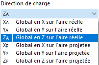 Sélection de la direction de charge dans le repère global