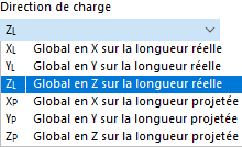 Sélection de la direction de charge dans le repère Global