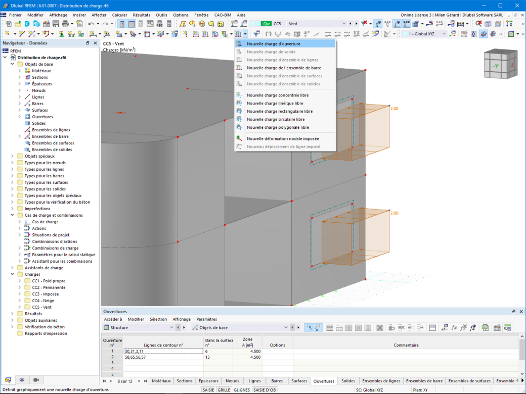 Charge d'ouverture