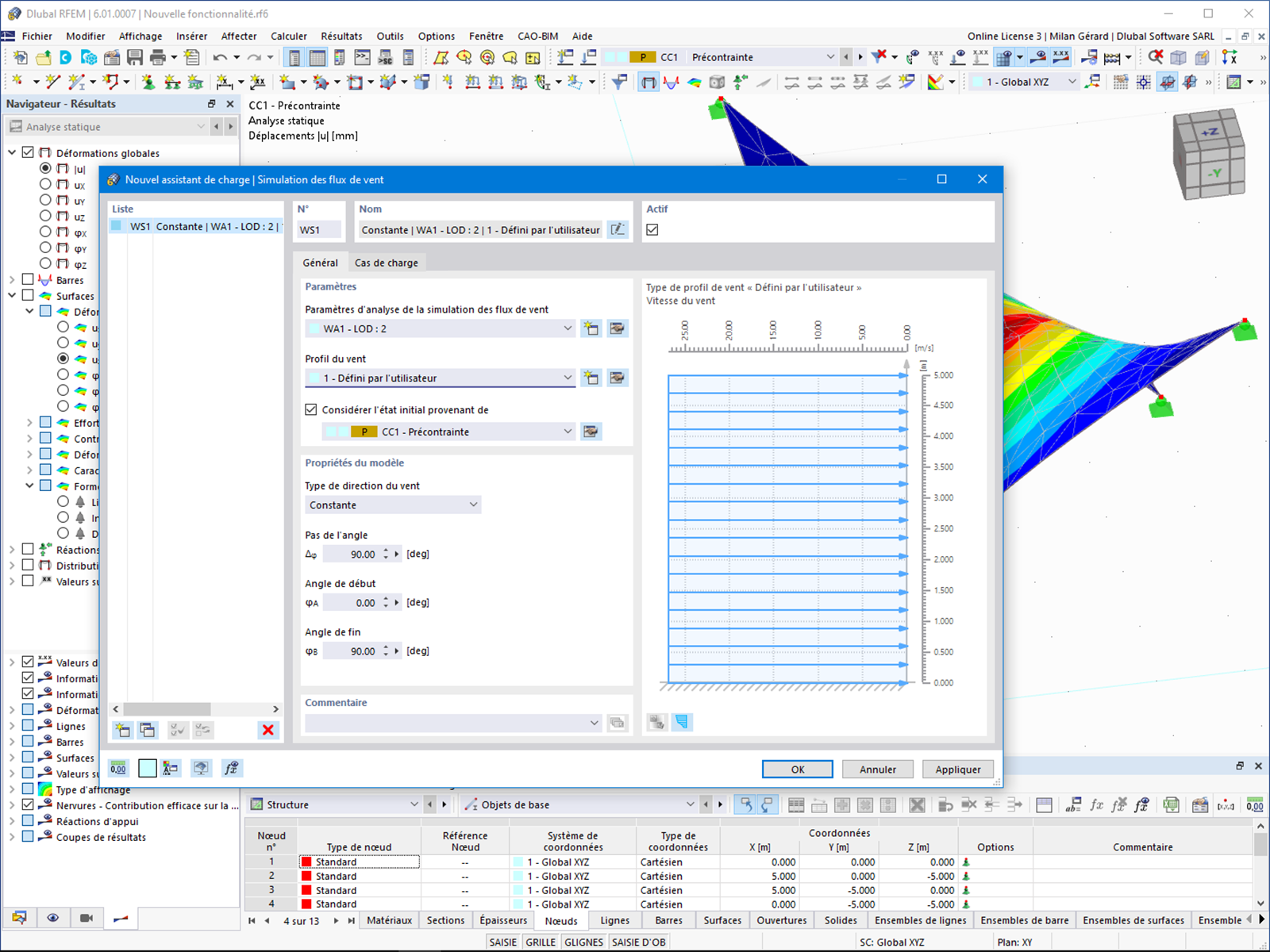 Assistant de chargement pour la simulation du vent dans RFEM