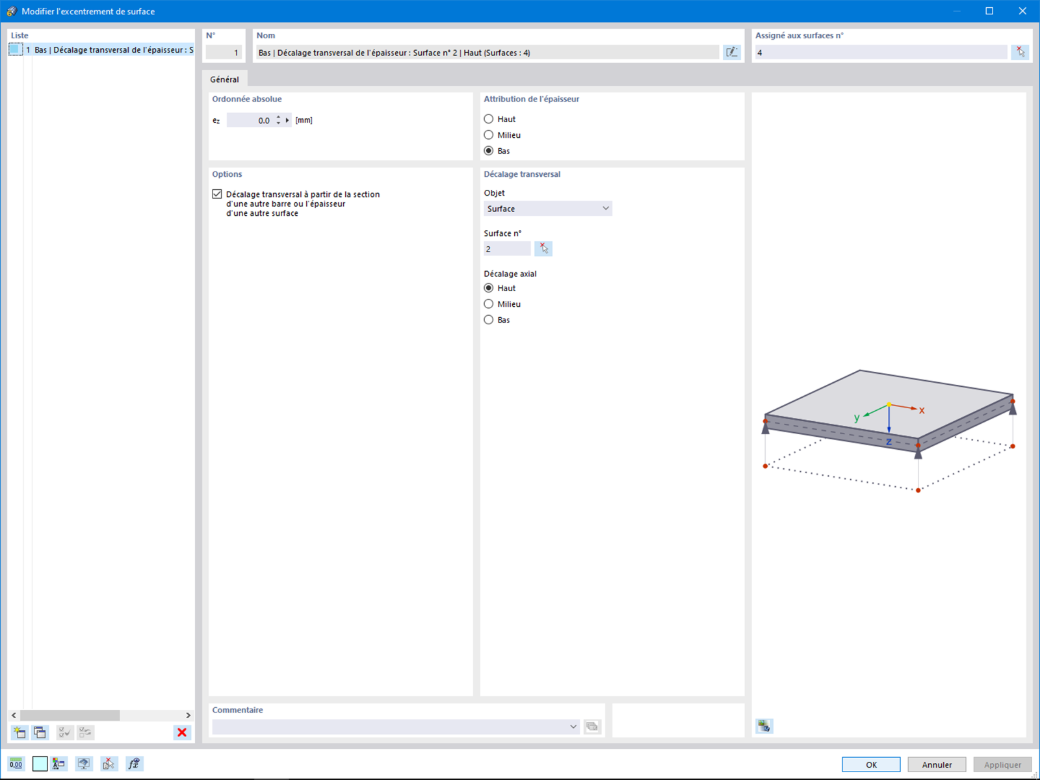 Excentrement de surface