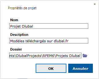 Modifier les propriétés du projet