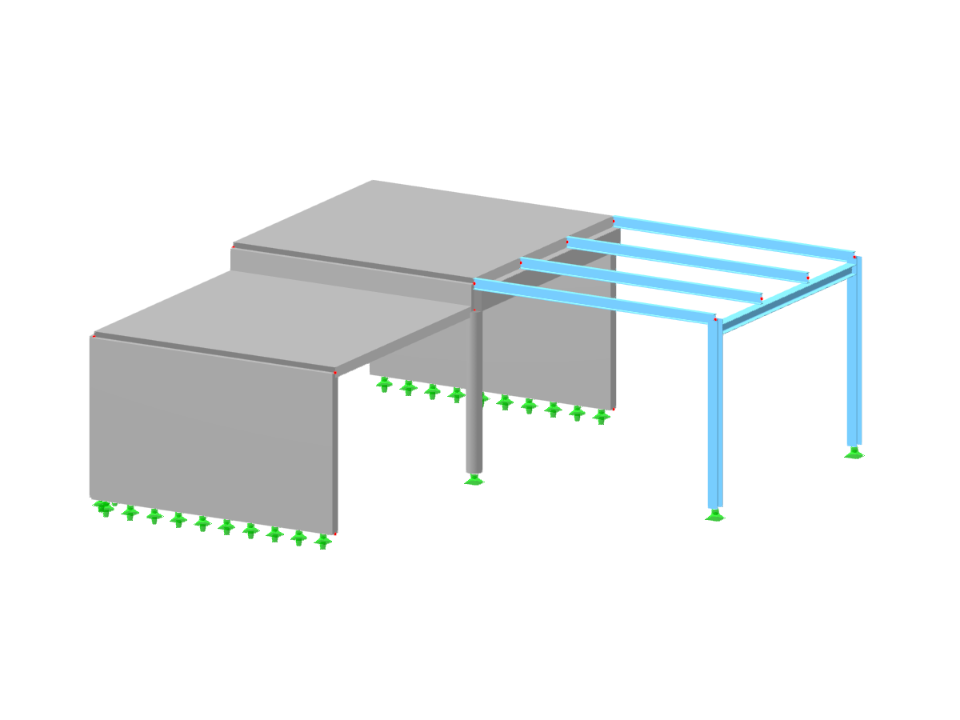 Structure en béton avec plate-forme en acier attachée
