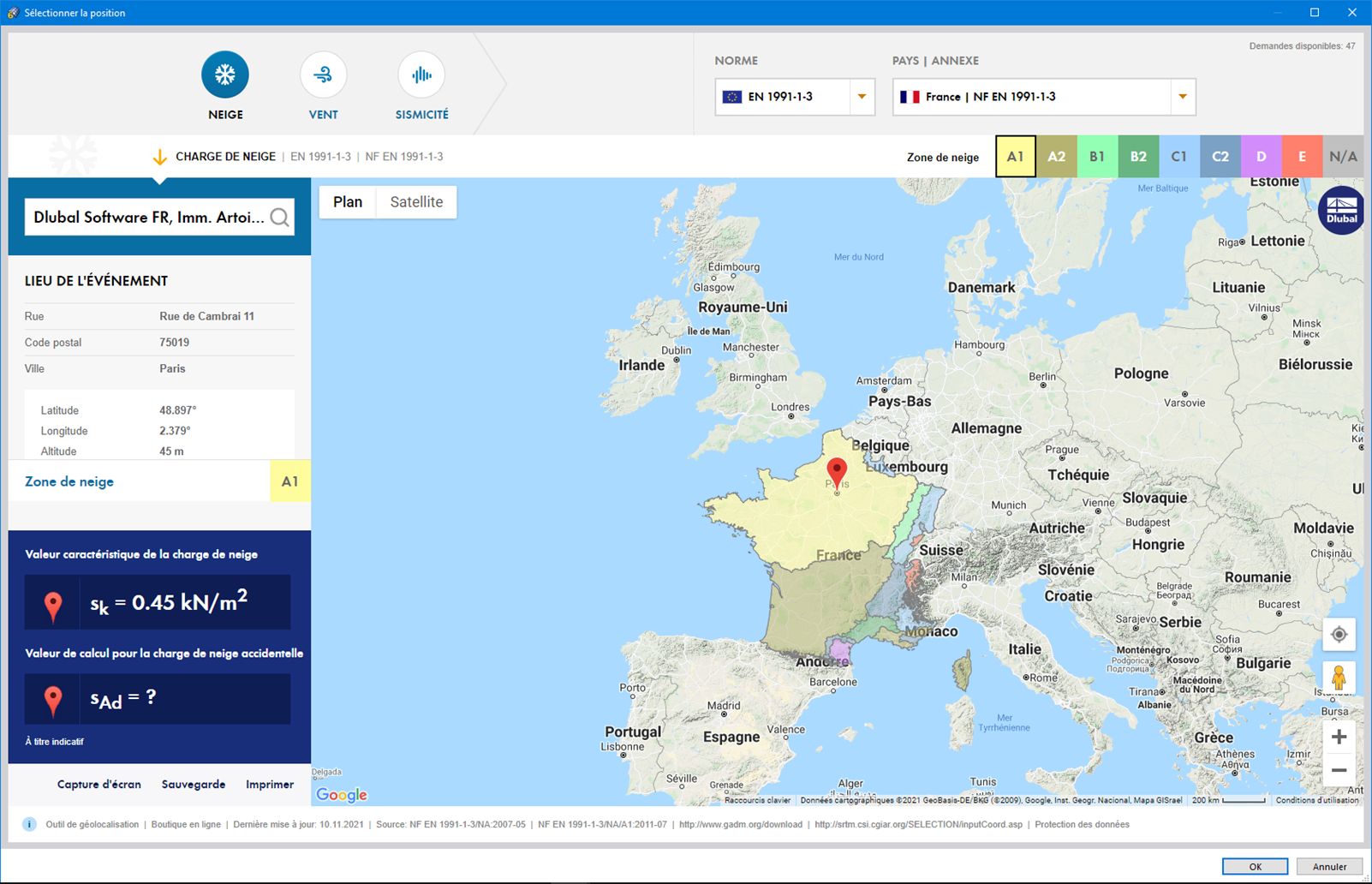 Définition de l’emplacement sur la carte