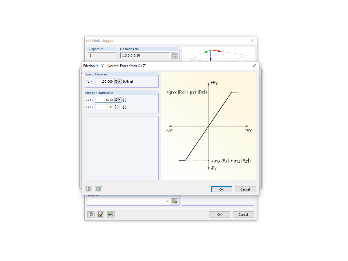 FAQ 003537 | Est-il également possible de considérer la friction au niveau d’un appui nodal dans RFEM ou RSTAB ?