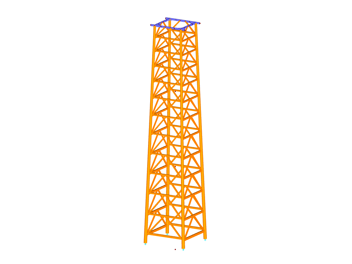 Modèle de la tour dans RFEM (© ingwh)
