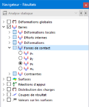 Forces de contact des barres dans le navigateur