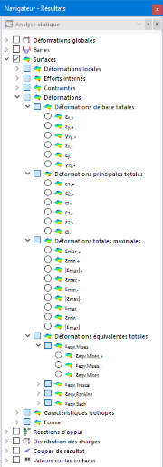 Sélection des déformations de surfaces dans le navigateur