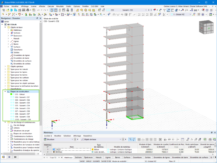 Phases de construction dans RFEM 6