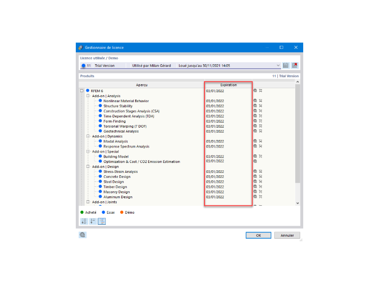 FAQ 005135 | La période d'essai de ma version d'essai de RFEM 6/RSTAB 9 a malheureusement déjà expiré. Comment puis-je continuer à tester de nouvelles solutions Dlubal ?