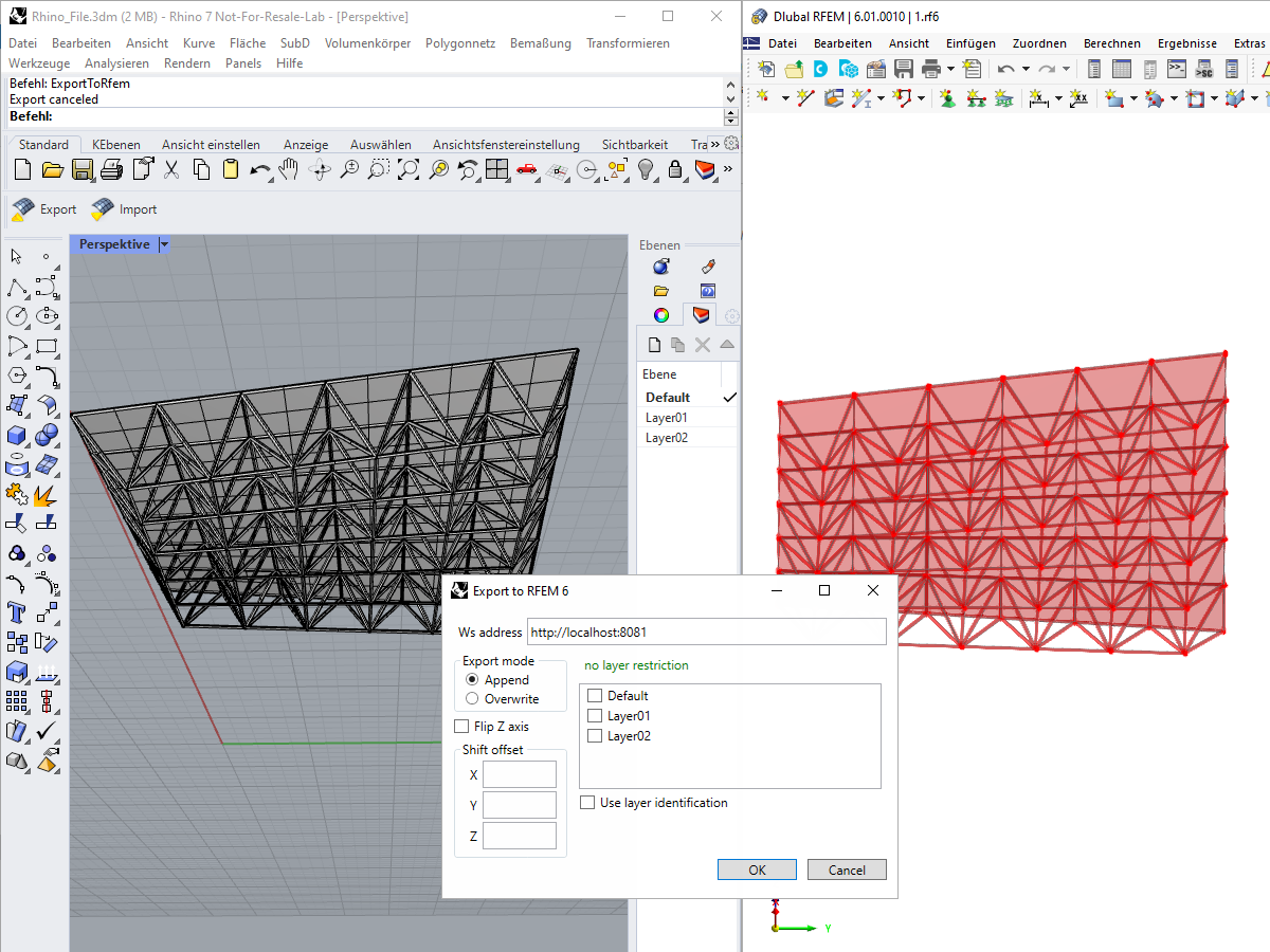 Échange de données entre Rhino et RFEM 6