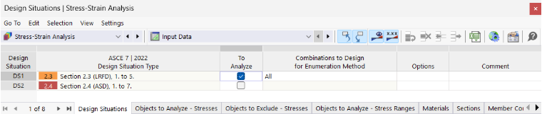 Tableau « Situations de projet » pour l’analyse contrainte-déformation