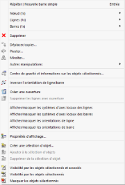 Fonctions du programme dans le menu contextuel de l’objet