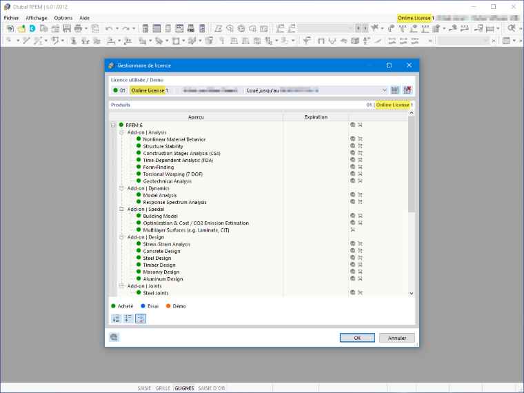 FAQ 005165 | Existe-t-il uniquement des licences en ligne pour RFEM 6 et RSTAB 9 ?