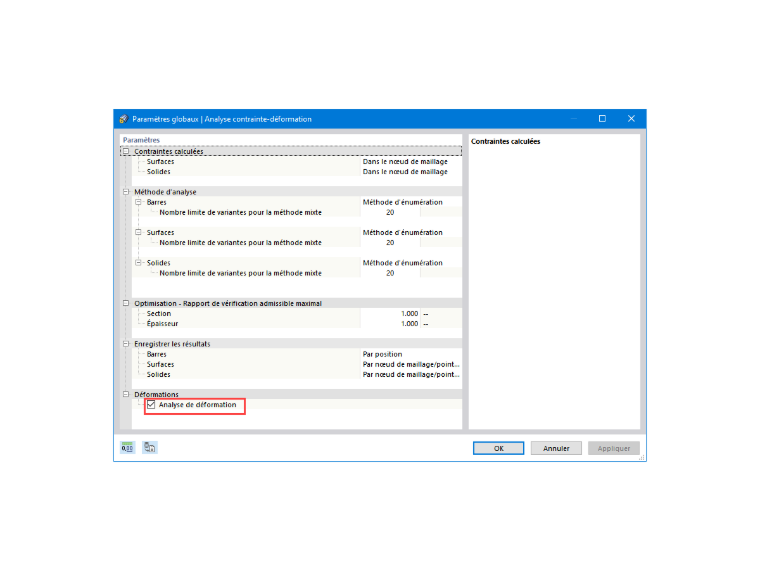 FAQ 005166 | Pouvez-vous montrer l’analyse de déformation d’une surface avec les zones de déformation supérieure à 5% ?