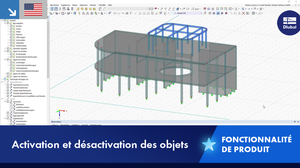 Visualisation de la fonction d’affichage et de masquage des objets dans un modèle numérique.