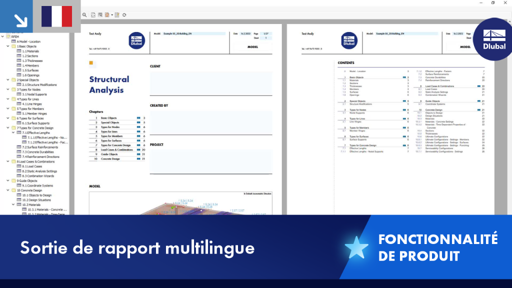 Sortie de rapport multilingue pour la documentation technique et les rapports