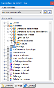 Affichage des valeurs des efforts de barre