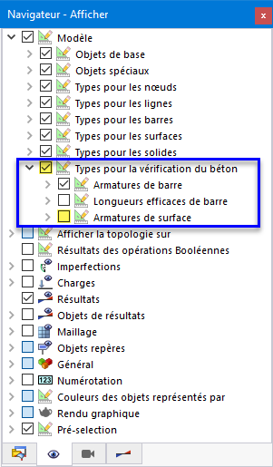 Affichage du ferraillage des barres