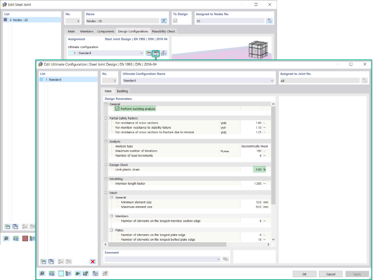 Configuration pour l’ELU
