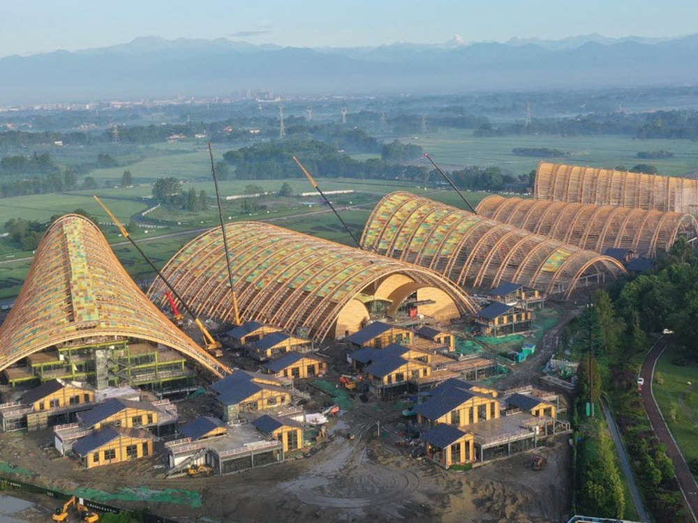 Expo agricole de Tianfu, en Chine, pendant la construction (© StructureCraft)