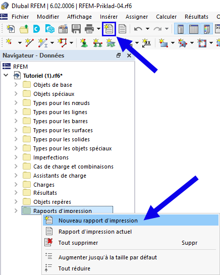 Création d’un nouveau rapport d’impression
