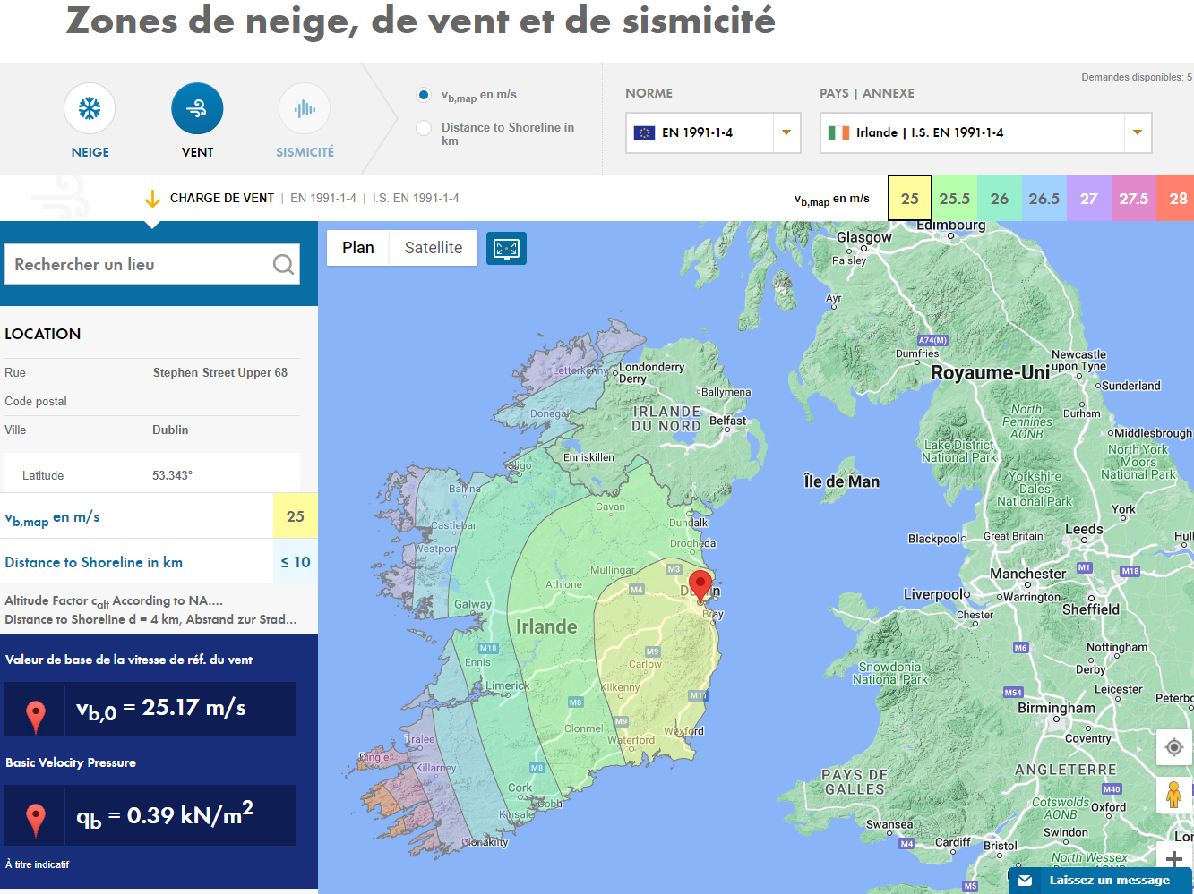 Détermination de la vitesse du vent avec l’outil Geo-Zone de Dlubal