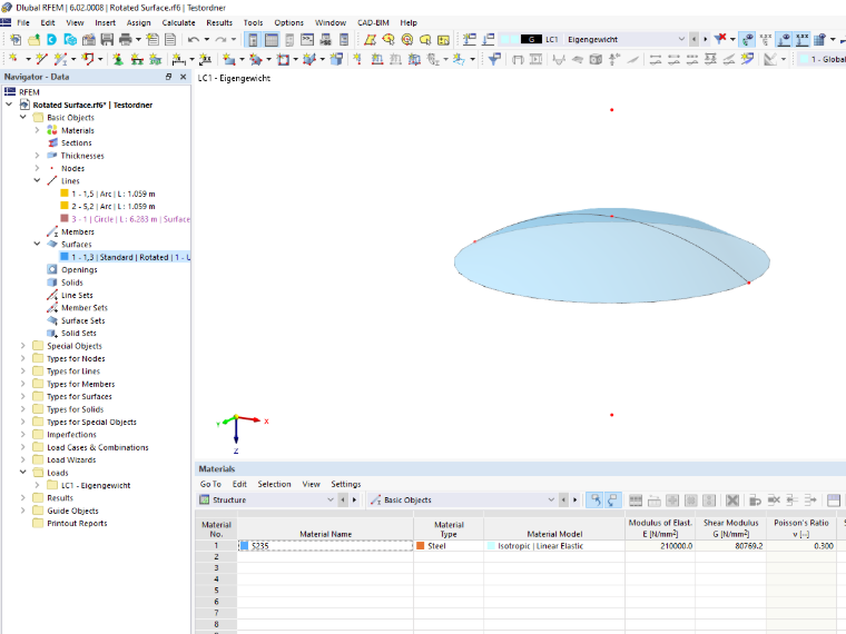 FAQ 005250 | Je souhaite créer une surface symétrique en rotation dans RFEM. Cependant, la surface tournée n'est pas créée. Pourquoi ?