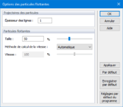 Options des particules flottantes