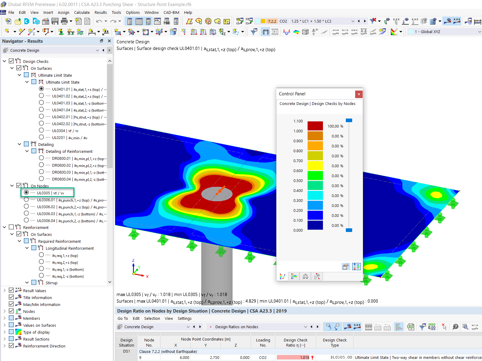 Ko 001741 | Vérification du poinçonnement dans RFEM 6 selon ACI 318-19 et CSA A23.3-19