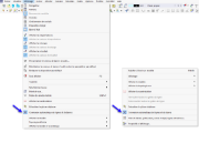 Fonction « Connecter automatiquement les lignes/barres » dans le menu (1) et le menu contextuel général (2)
