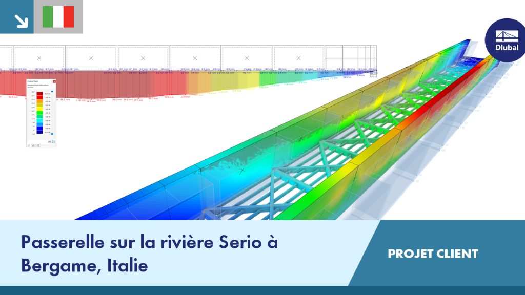 Passerelle piétonne élégante enjambant le fleuve Serio à Bergame, illustrant un design d’ingénierie moderne.
