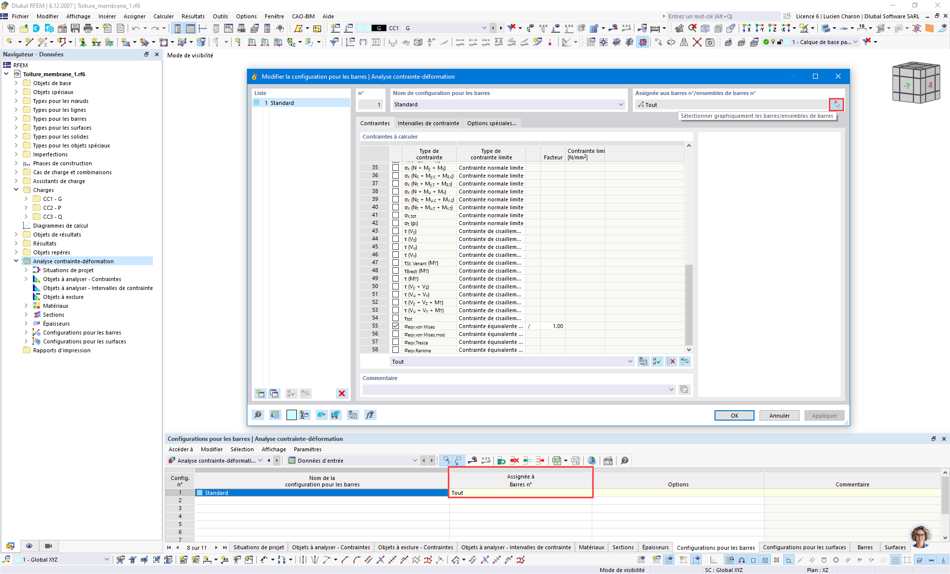 Attribution de configurations aux barres