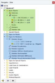 Objets de base (vert) et types pour les objets de base (bleu) dans le navigateur